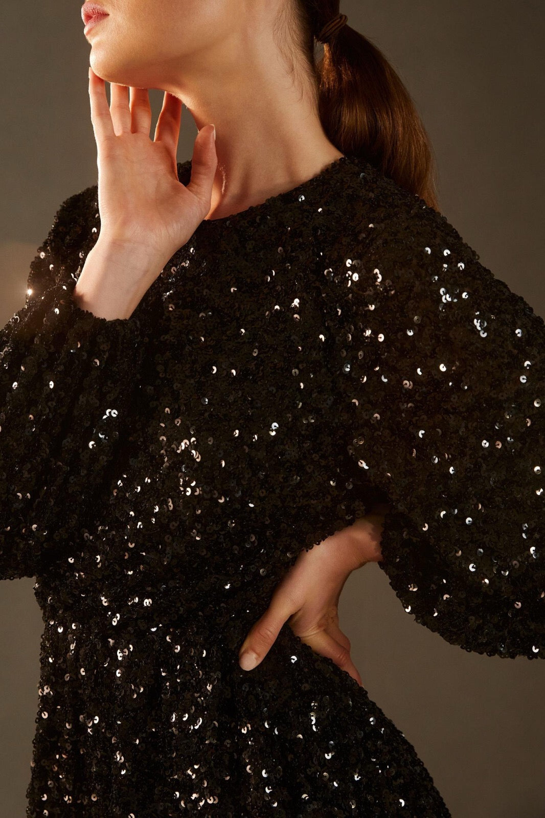 Anthropologie Sundays in Brooklyn Sequin Mini Dress in Black | Size XS Petite