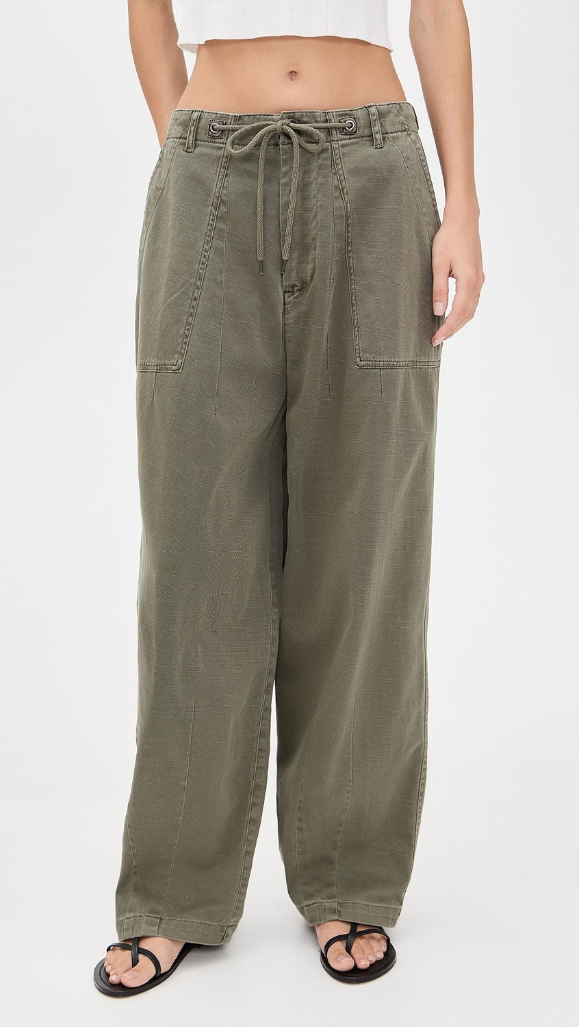 James Perse Oversized Military Pants in Olive Green | Size 26