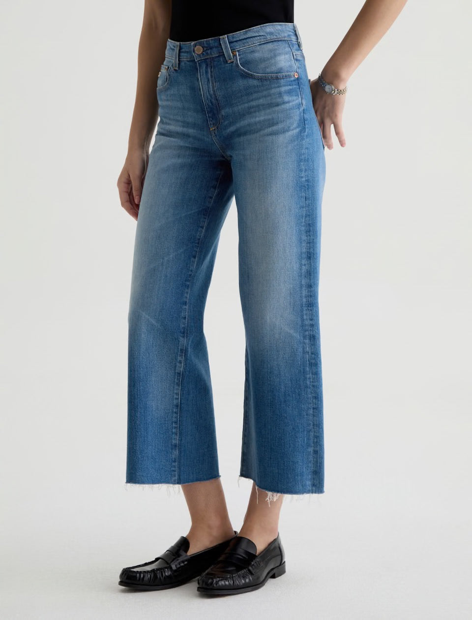 AG Denim Saige Wide Leg Crop Mid Rise Jean | Size 27
