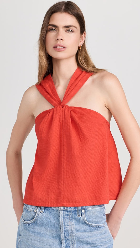 NWT Faherty Bay Twist Top in Poppy Red | Size XL