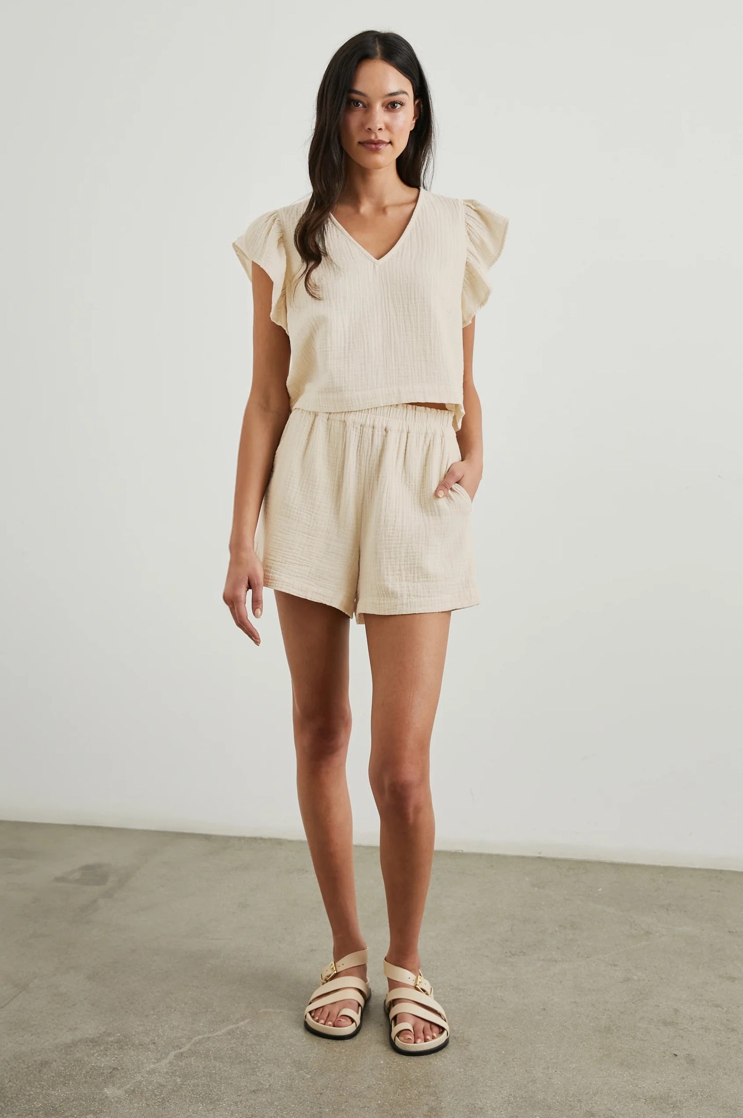 Rails Miley Cotton Gauze Top in Flax | Size XS