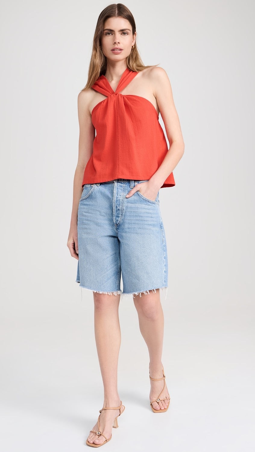 NWT Faherty Bay Twist Top in Poppy Red | Size XL