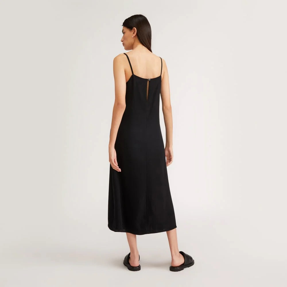 NWT Everlane The Satin Square Neck Black Slip Dress | Size 2