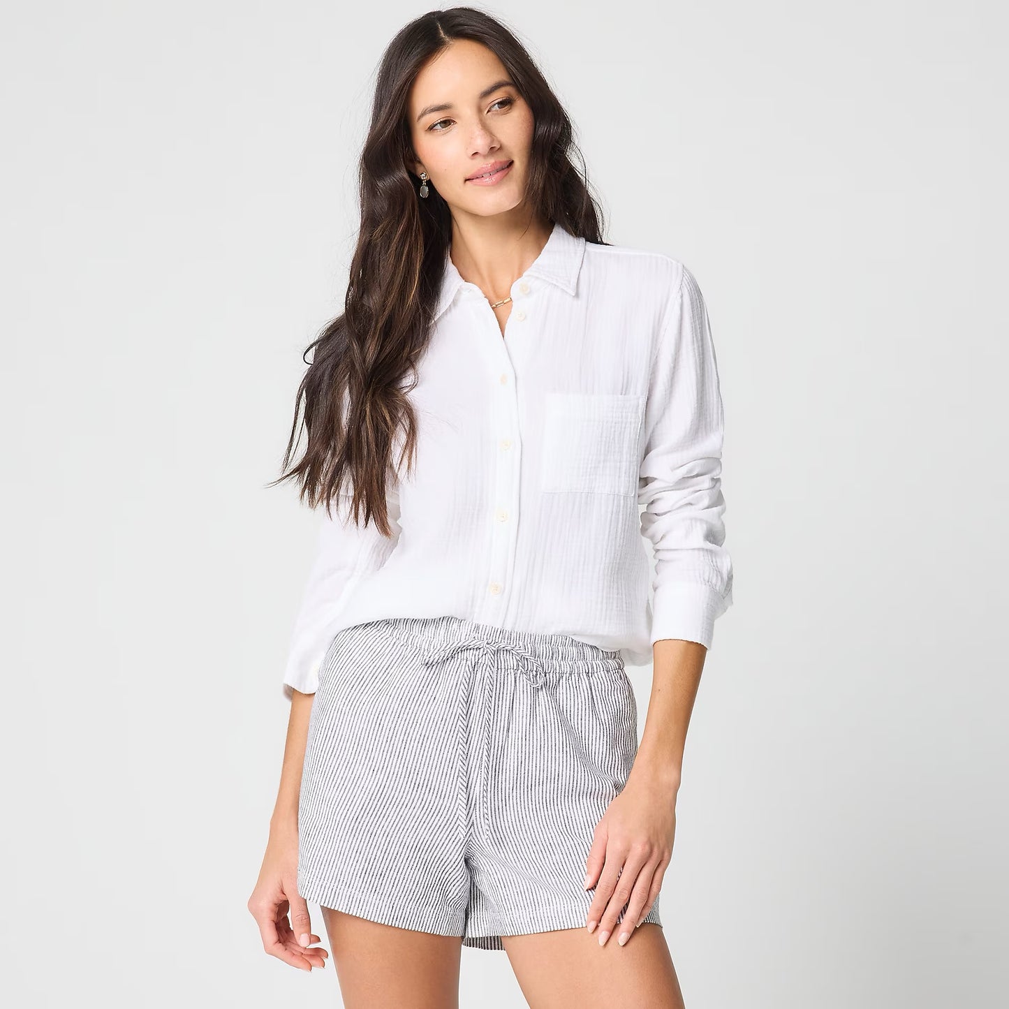 NWT J. Crew Linen Blend Striped Drawstring Shorts | Size Small
