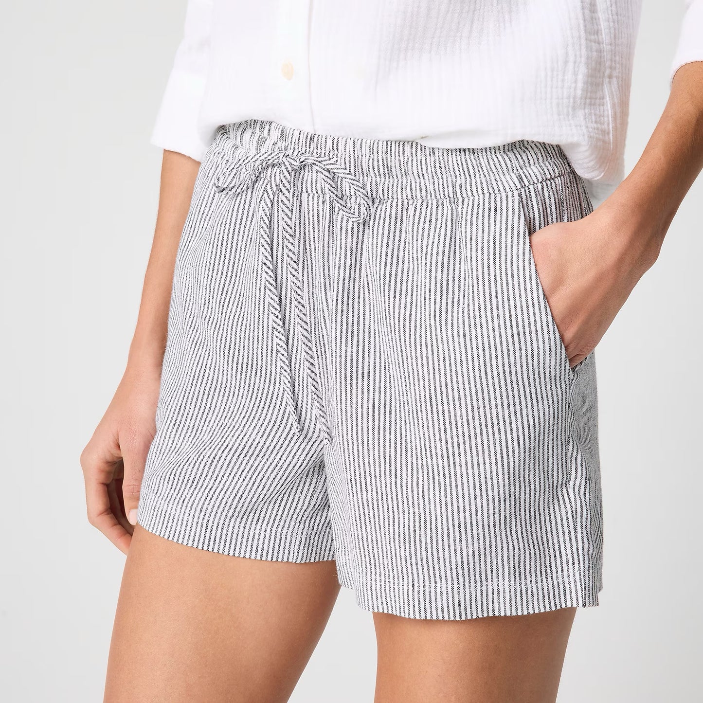 NWT J. Crew Linen Blend Striped Drawstring Shorts | Size Small