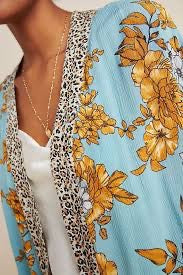 Anthropologie Leopard Trimmed Floral Kimono | One Size