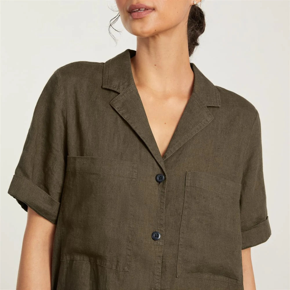 NWT Everlane The Linen Workwear Dress in Olive Green | Size Medium