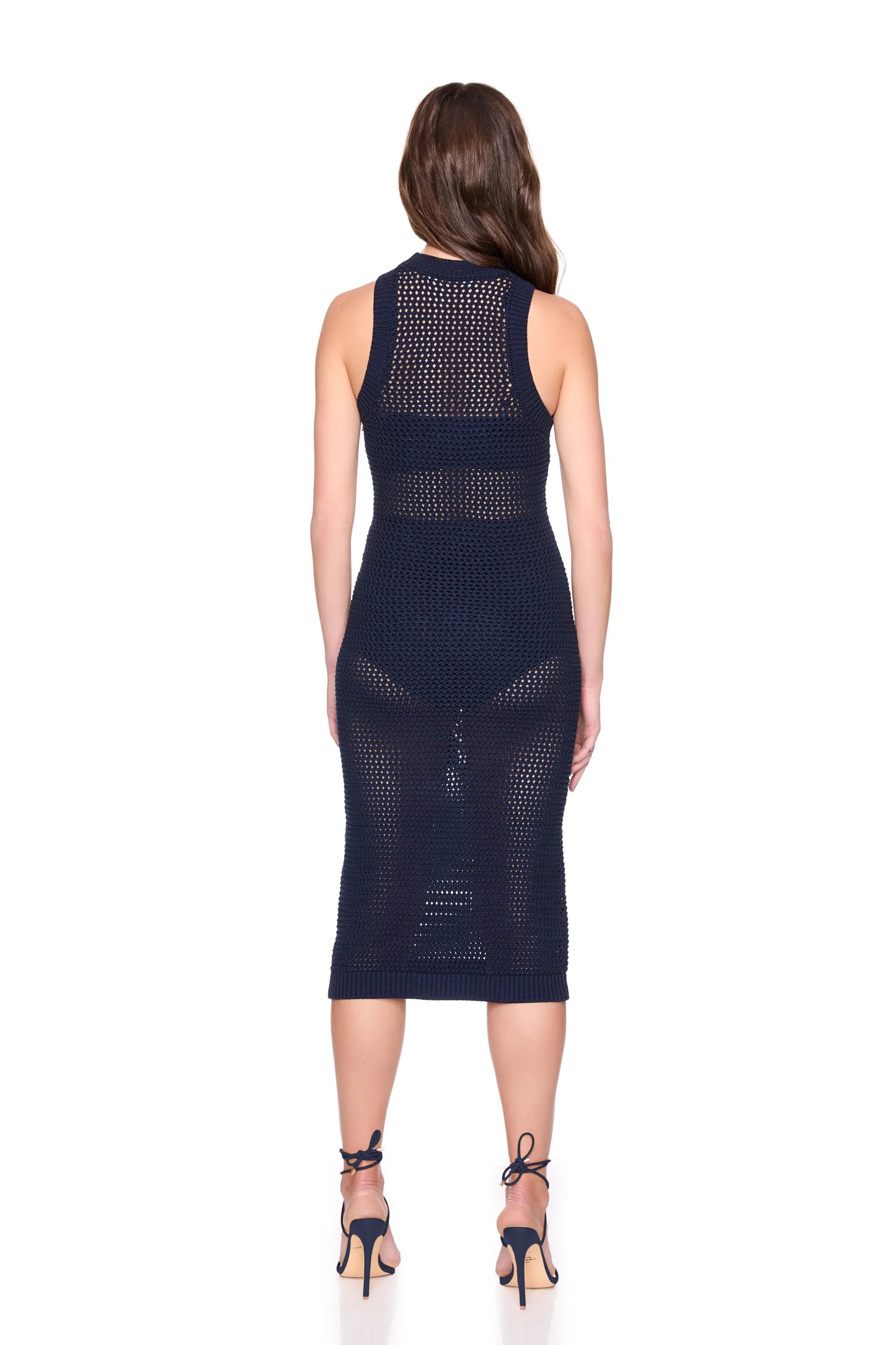 Susana Monaco Netting Racer Tank Dress with 2 Piece in Navy | Size Large