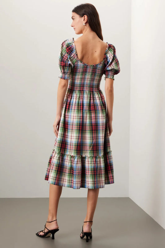 Hill House Home The Louisa Nap Dress in Ivory Tartan Plaid | Size XXL