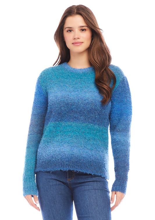 NWT Karen Kane Ombré Boucle Sweater in Blue | Size Large