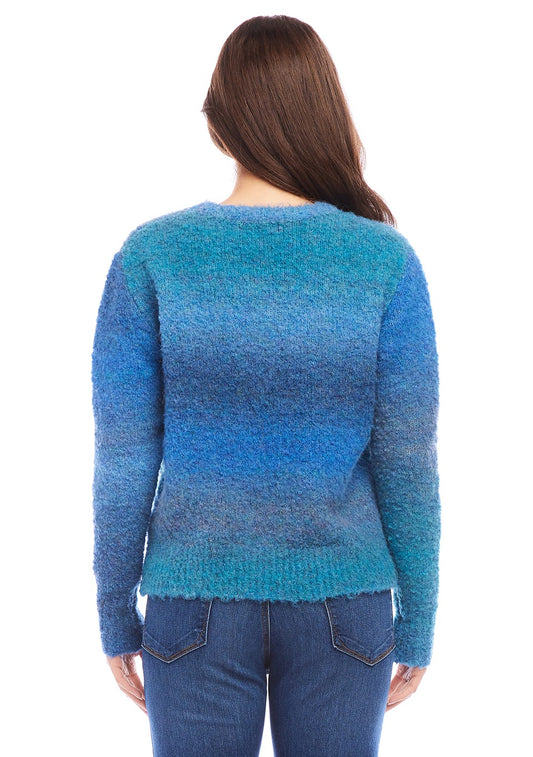 NWT Karen Kane Ombré Boucle Sweater in Blue | Size Large