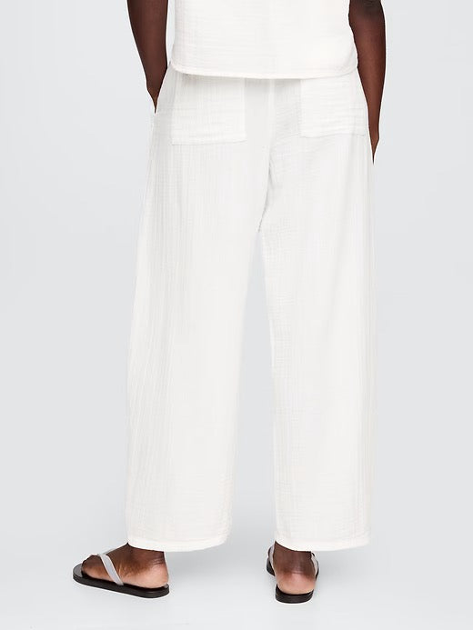 NWT Gap Cotton Gauze Easy Barrel Pants in New Off White | Size Small Tall