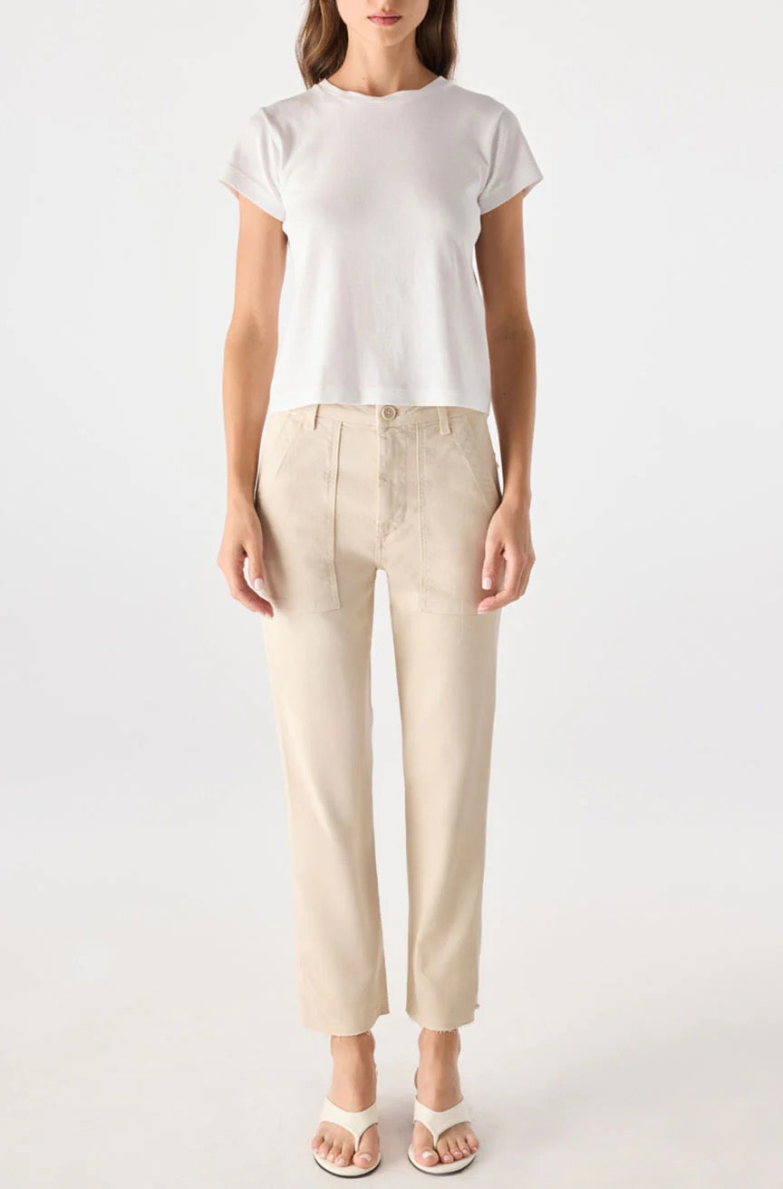 AMO Denim Easy Army Trouser in Dove Off-White Raw Hem Utility Pants | Size 29