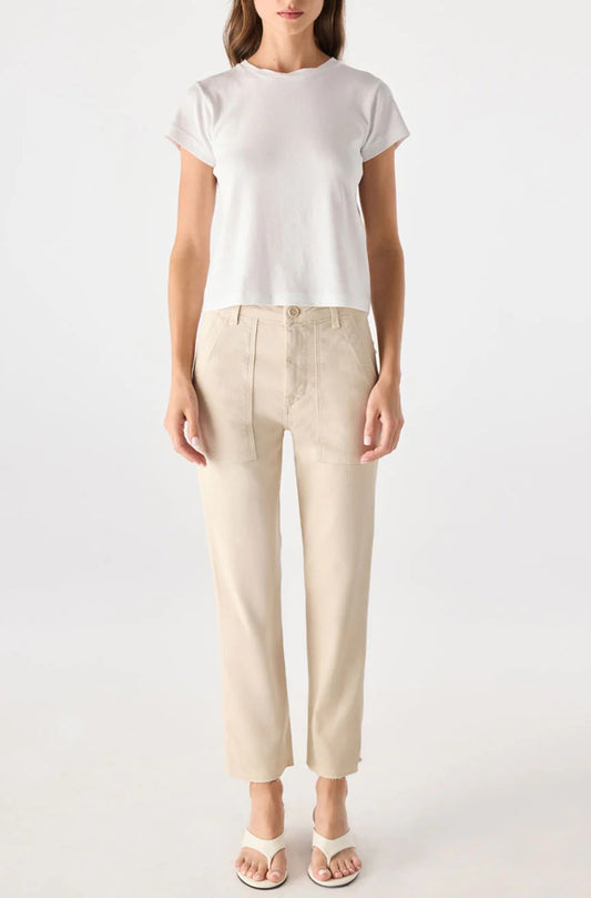 AMO Denim Easy Army Trouser in Dove Off-White Raw Hem Utility Pants | Size 29
