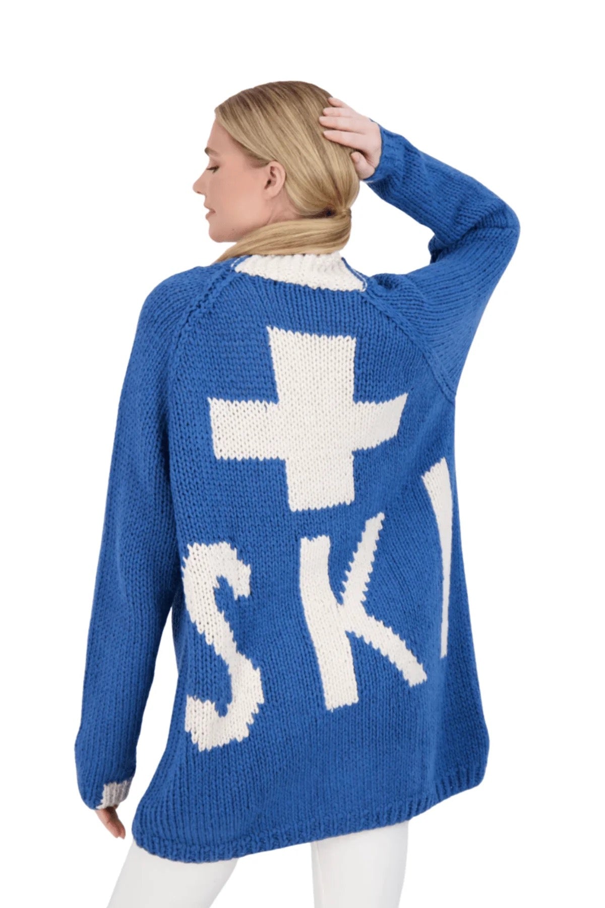 Cotes of London The Buxton Hand Made 100% Merino Wool Ski Cardigan in Blue | OS