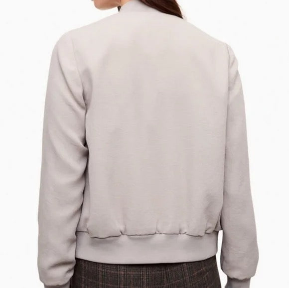 Aritzia Wilfred Poussin Snap Front Bomber Jacket in Taupe | Size Large