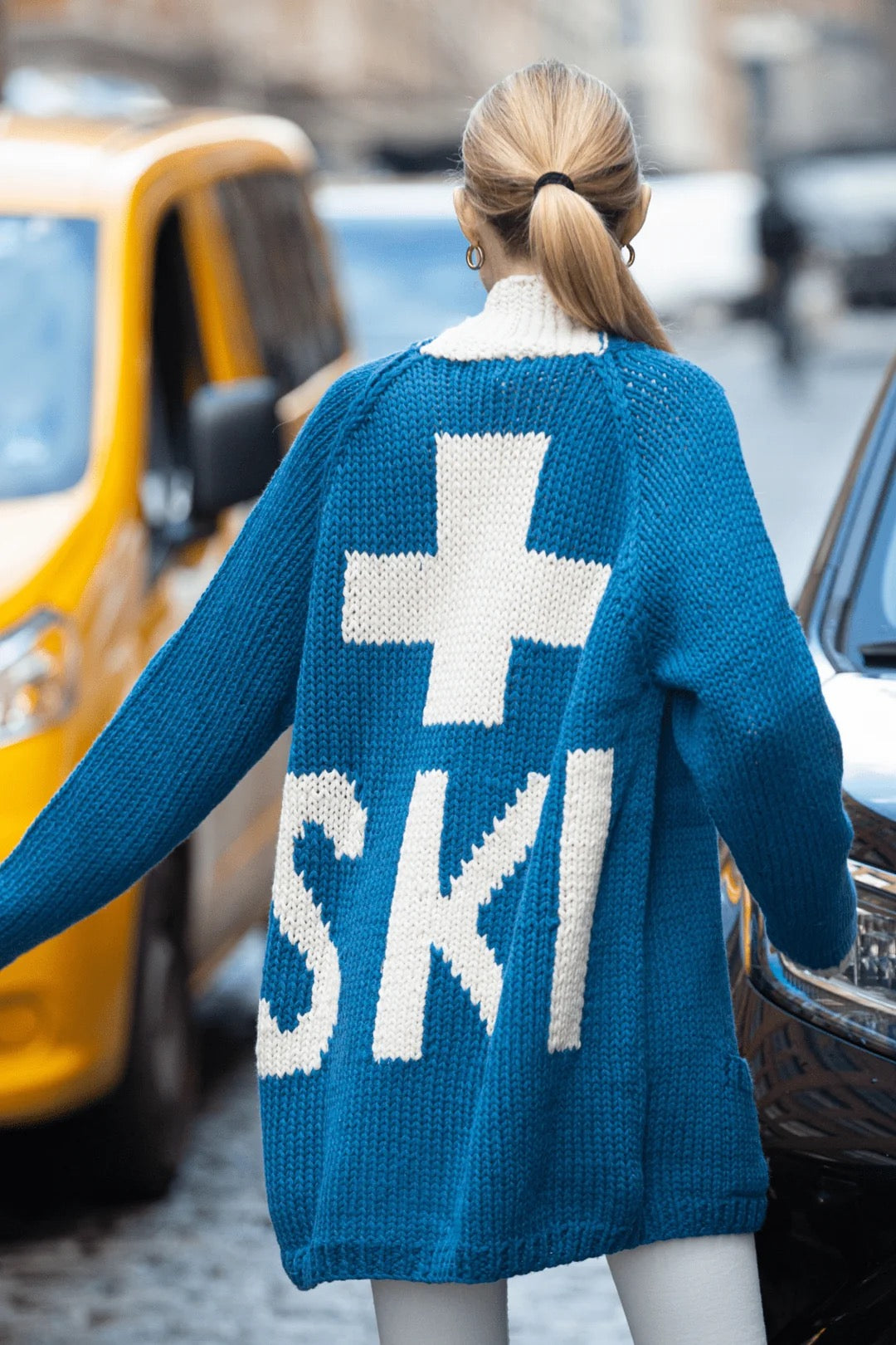 Cotes of London The Buxton Hand Made 100% Merino Wool Ski Cardigan in Blue | OS