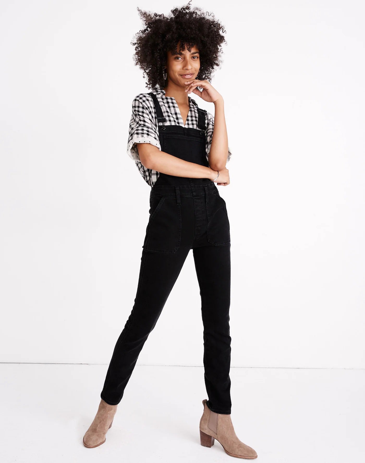Madewell Skinny Overalls in Lunar Wash Black | Size Small