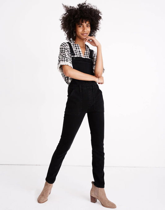 Madewell Skinny Overalls in Lunar Wash Black | Size Small