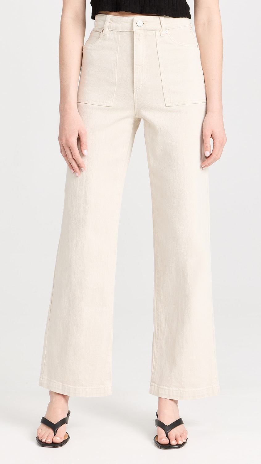 ABrand 94 High and Wide Cream Denim Patch Pocket Jeans | Size 28