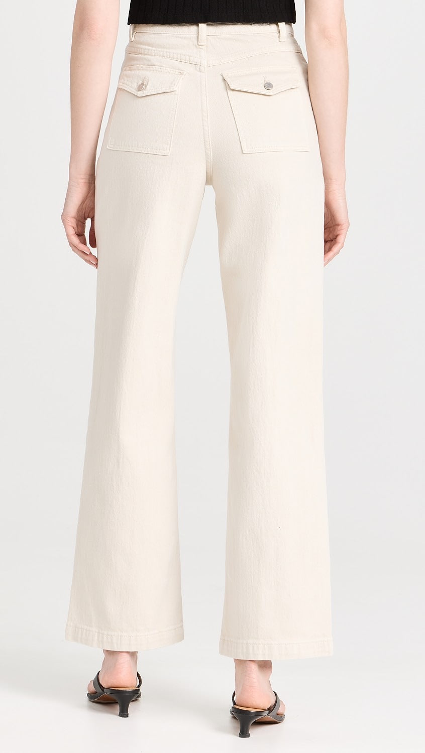 ABrand 94 High and Wide Cream Denim Patch Pocket Jeans | Size 28