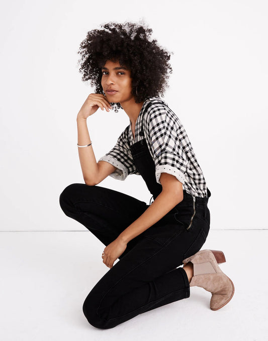 Madewell Skinny Overalls in Lunar Wash Black | Size Small
