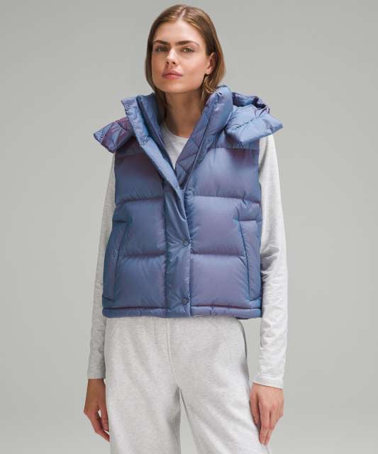NWT Lululemon Wunder Puff Cropped Vest in Heathered Wild Indigo | Size 4