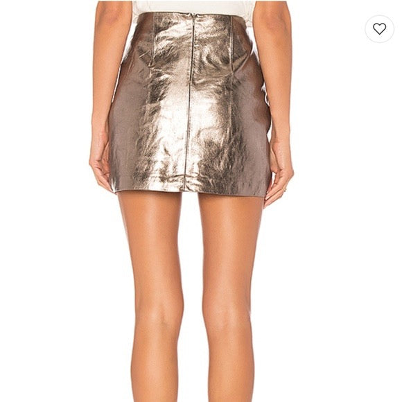 Blank NYC Bronze Metallic Leather Mini Skirt | Size 25