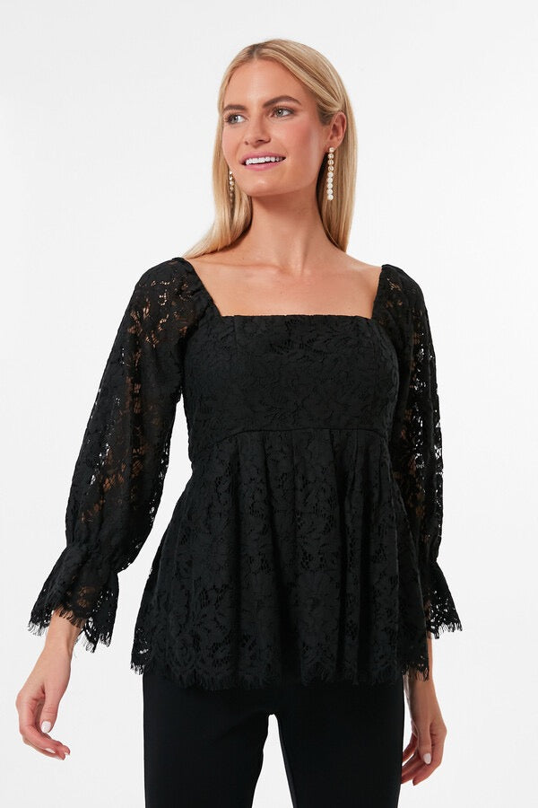 Tuckernuck Pomander Place Black Lace Daniella Top | Size Large