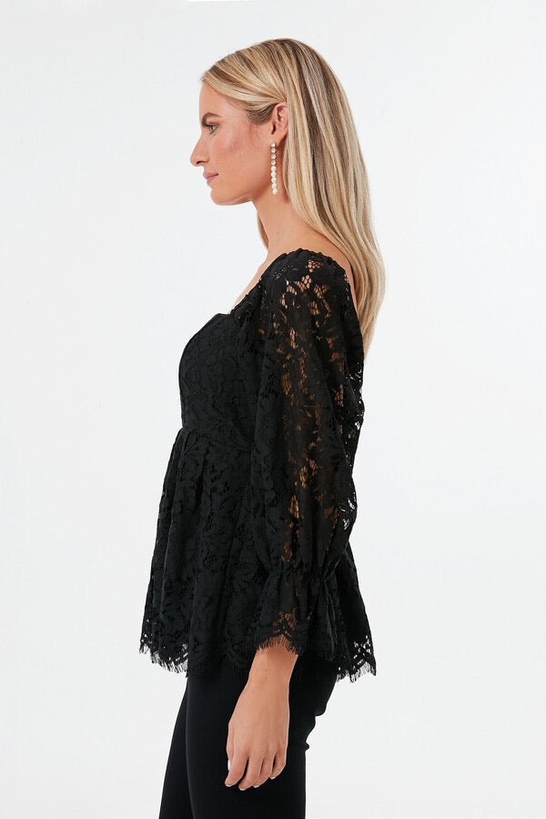 Tuckernuck Pomander Place Black Lace Daniella Top | Size Large