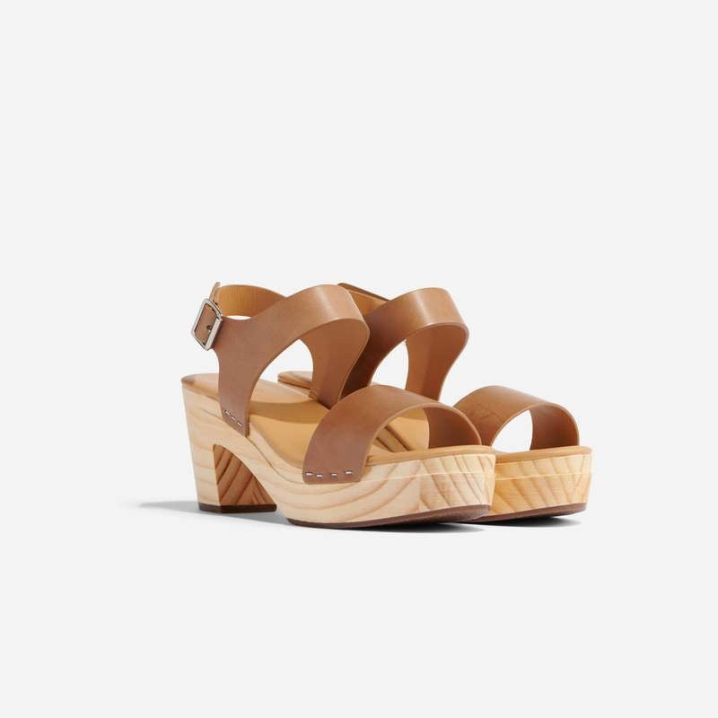 New Nisolo All Day Open Toe Clog in Almond Leather | Size 6.5