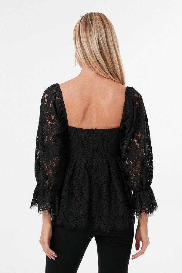 Tuckernuck Pomander Place Black Lace Daniella Top | Size Large