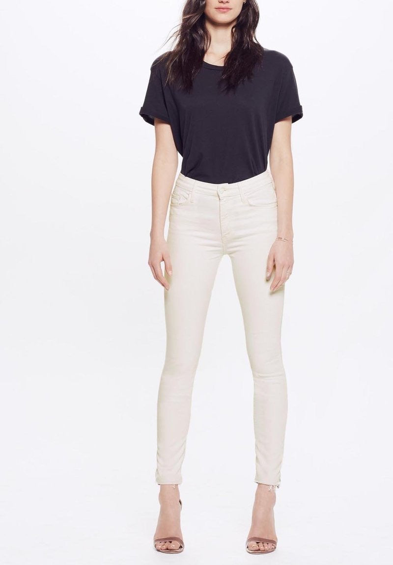 Mother Denim High Waisted Looker Ankle Fray in Whipping the Cream | Size 29