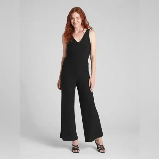 NWT Gap Ribbed Sleeveless Wide Leg Jumpsuit in Black | Size Small