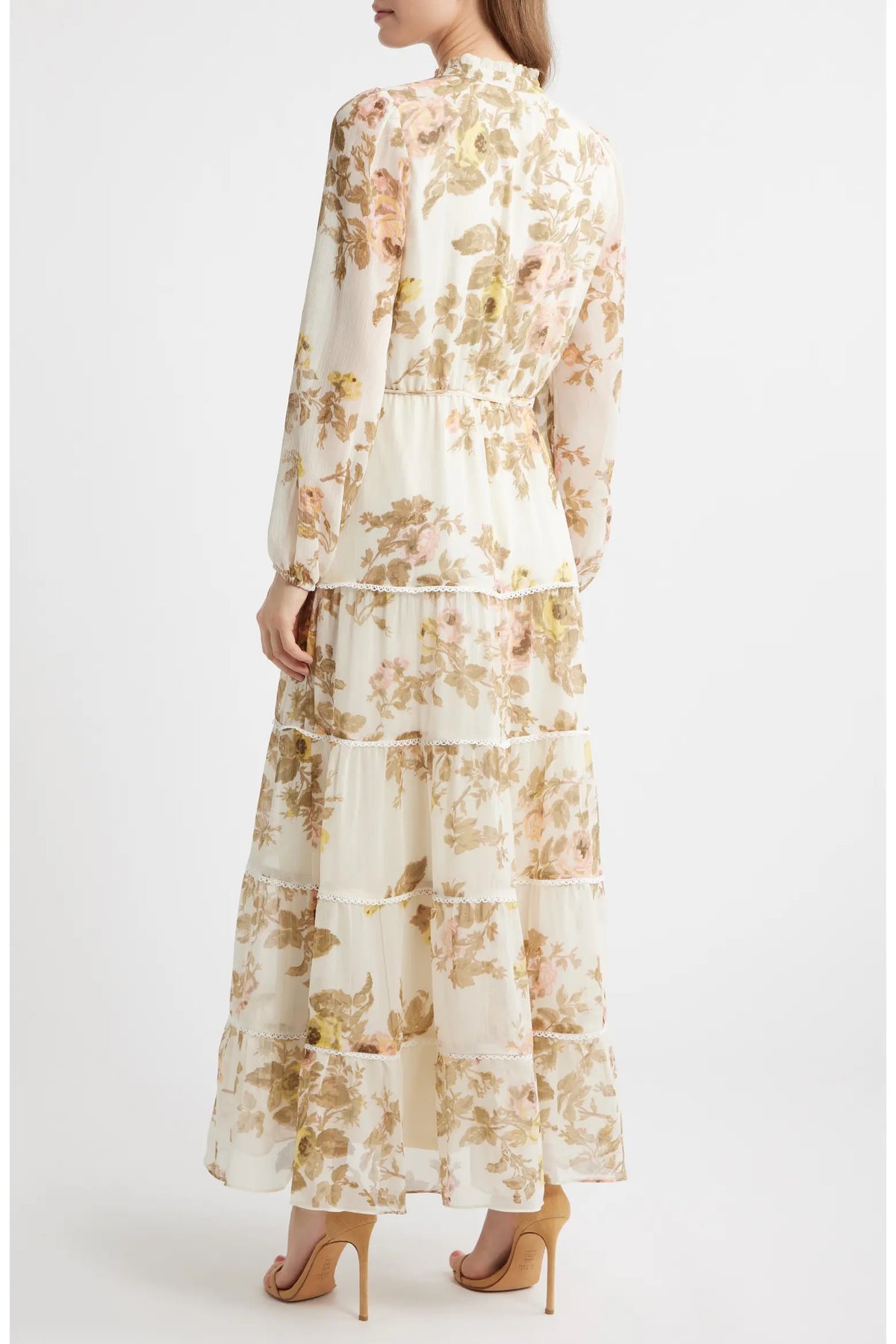 1.STATE Floral Tiered Long Sleeve Maxi Dress | Size Small