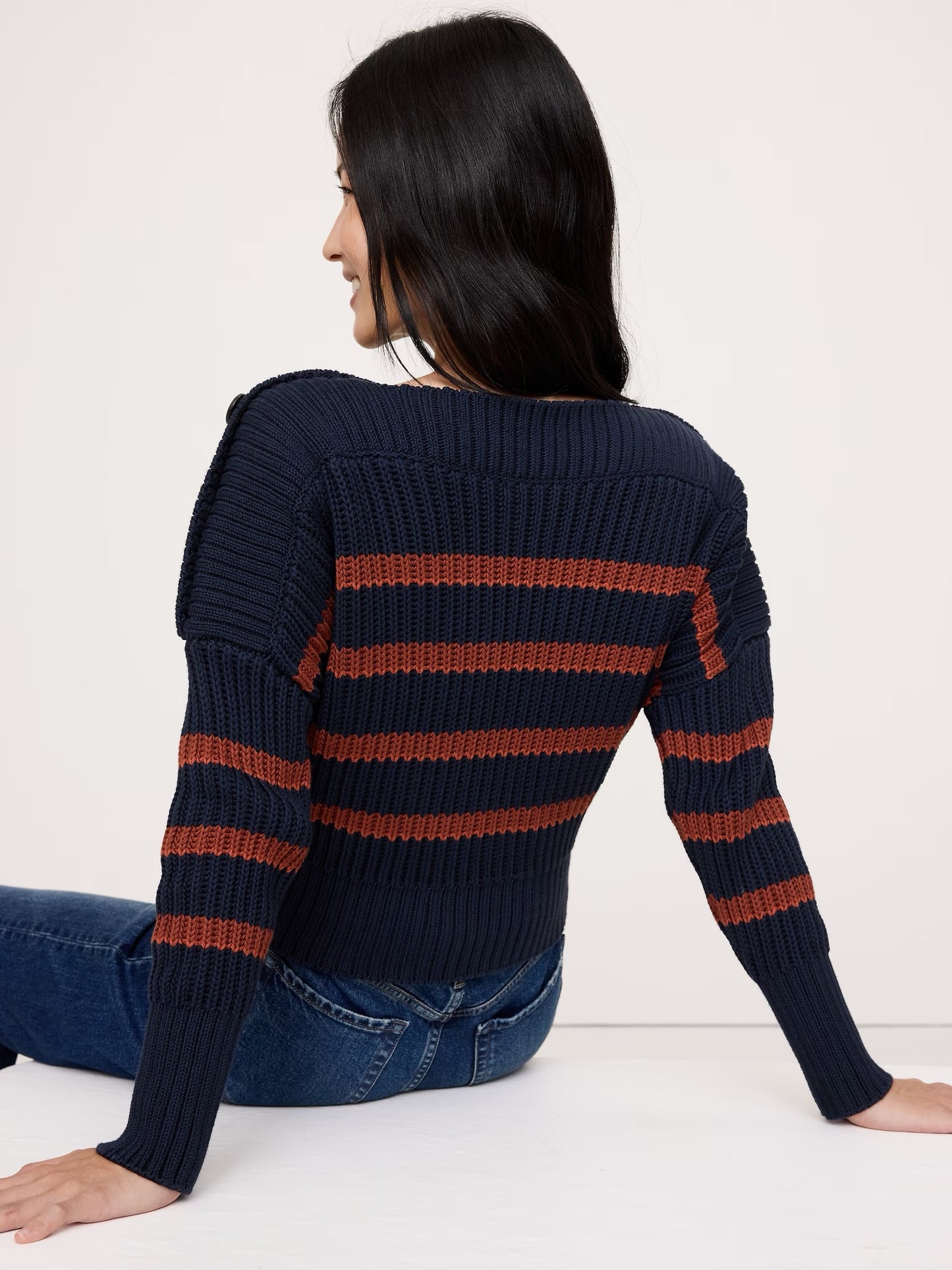 Banana Republic Cotton Striped Button Sweater | Size Small