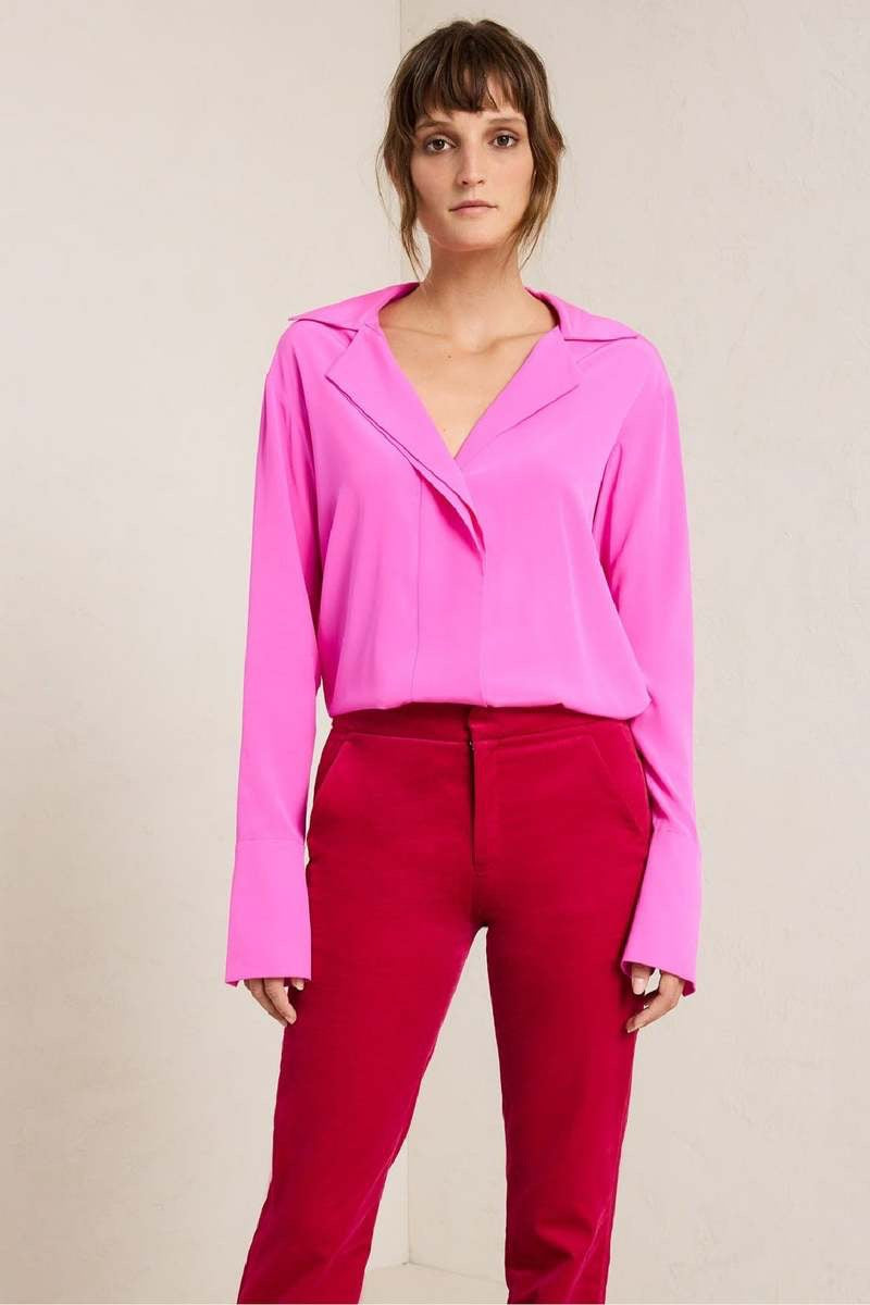 A.L.C. Hot Pink Silk Kinsley Top | Size 8