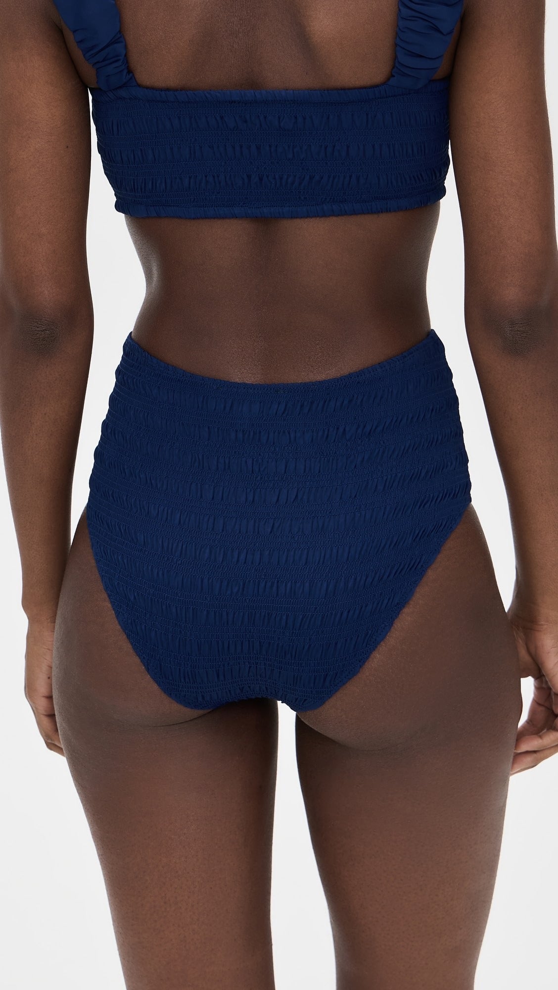 Sea Shyla Solid Smocked Bikini Bottoms in Navy Blue | Size Large