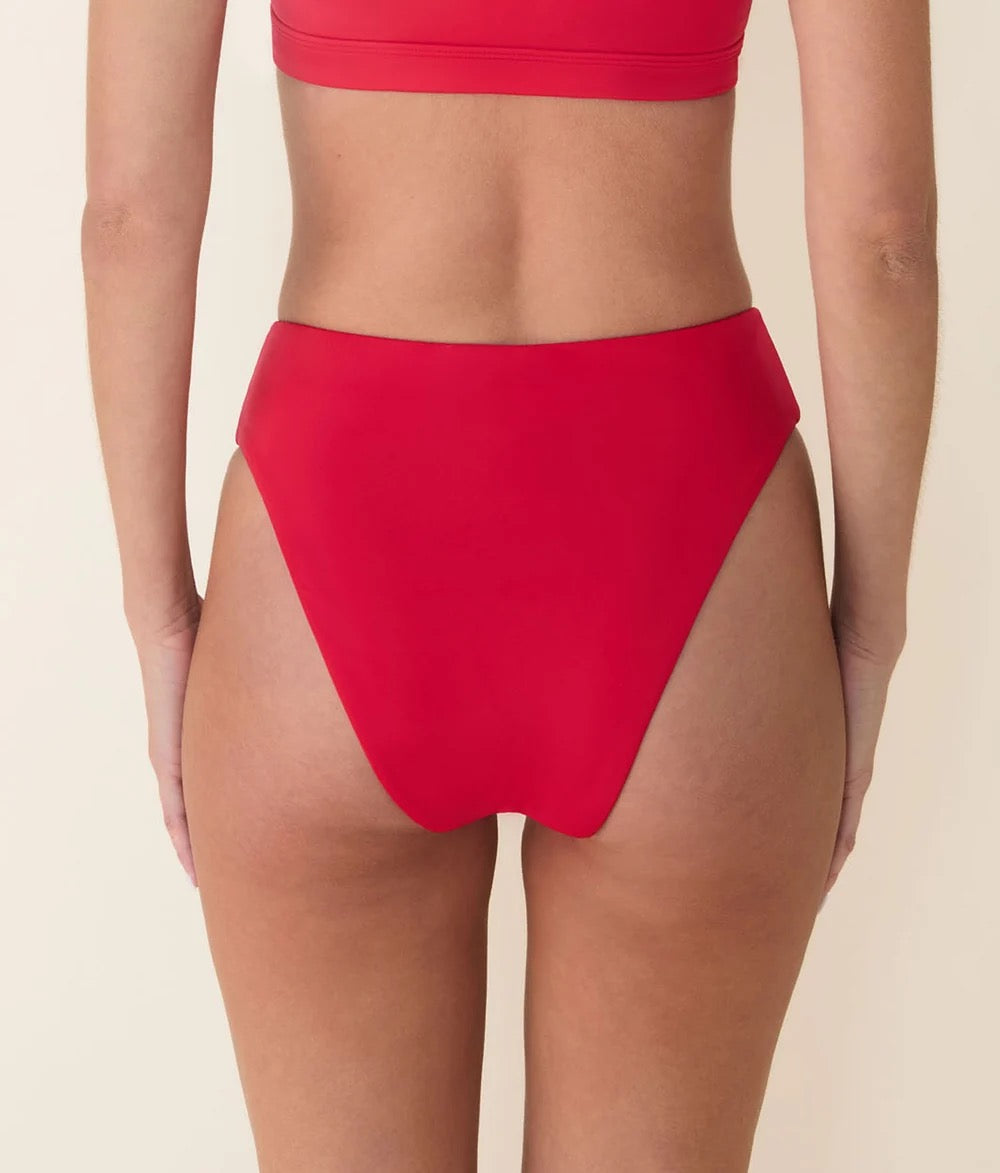 Andie Swim The 90s High Waist Bikini Bottom in Cherry Red | Size Medium