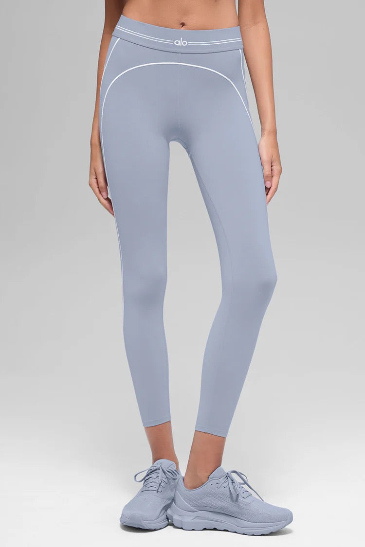 NWT Alo Yoga Airbrush High-Waist 7/8 Heart Throb Legging in Winter Frost Blue