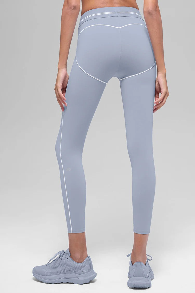 NWT Alo Yoga Airbrush High-Waist 7/8 Heart Throb Legging in Winter Frost Blue