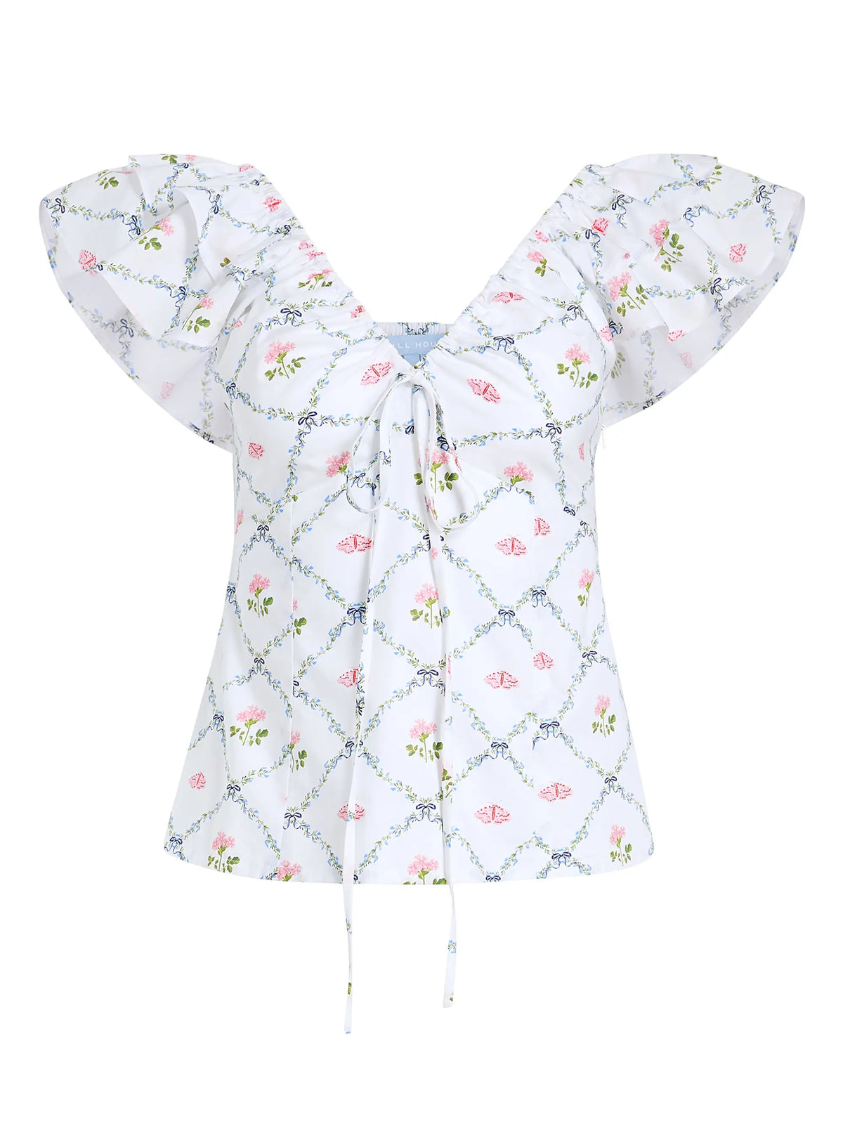 Hill House Home The Zuri Top in Blue Ribbon Floral | Size Medium