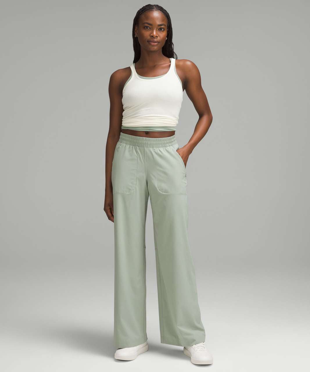 Lululemon Swift Stretch High Rise Wide Leg Pant in Sage Green | Size 10
