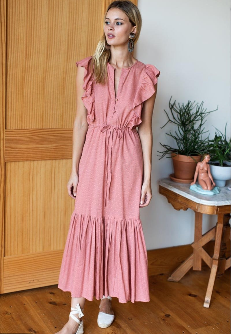 Emerson Fry Cotton Chandra Dress in Muted Clay | Size XS