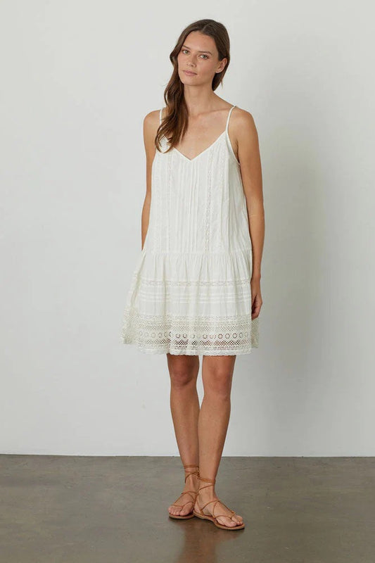Velvet by Graham & Spencer White Cotton Lace Mini Dress | Size XS