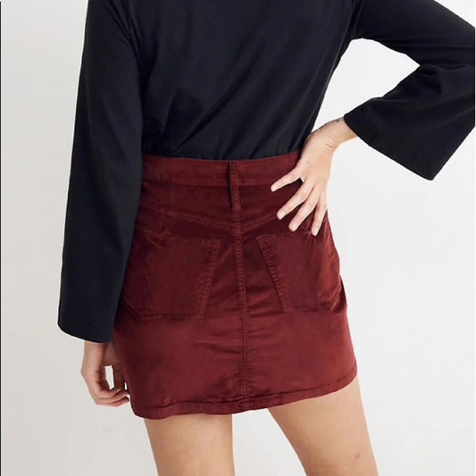 Madewell Velveteen Stretch Zip Front Mini Skirt | Size 26