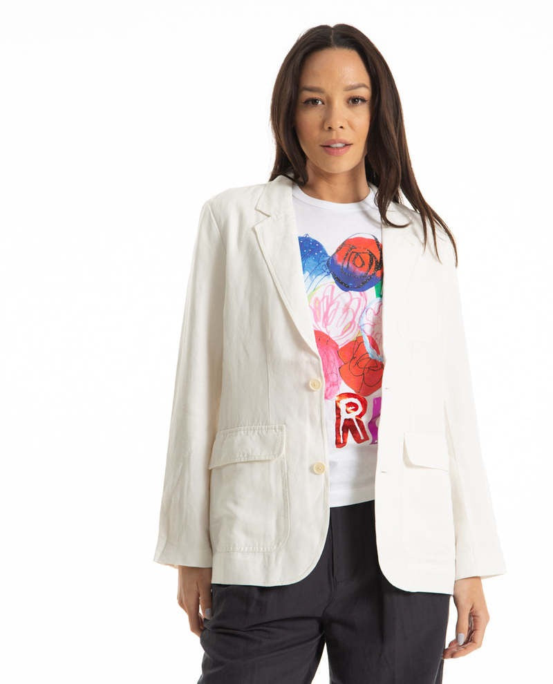 Alex Mill White Cotton Twill Blazer | Size Small
