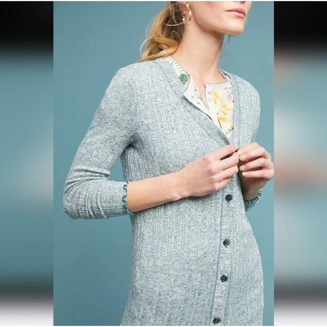 Akemi + Kin Chateaux Long Duster Cardigan in Seafoam Green | Size XS