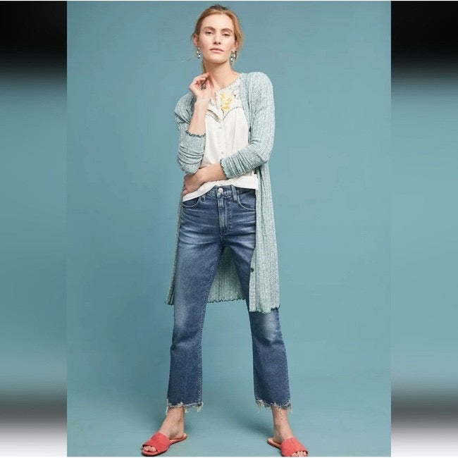 Akemi + Kin Chateaux Long Duster Cardigan in Seafoam Green | Size XS