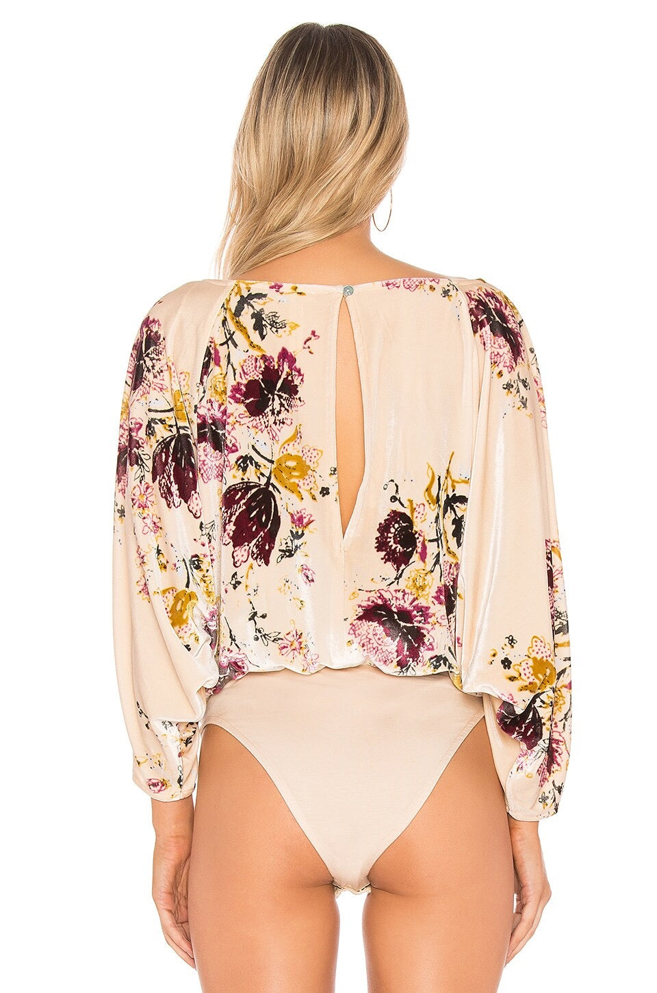 Free People Velvet Slouchy Babe Bodysuit in Neutral Combo | Size XS